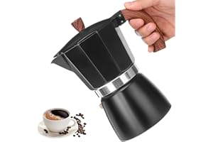 Viitech Moka Pot, 300ml 6 Cups Italian Coffee Pot Stovetop Espresso Maker Stovetop, Manual with Resistant Handle Italian Espresso Greca Coffee Maker for Cappuccino Latte Mocha