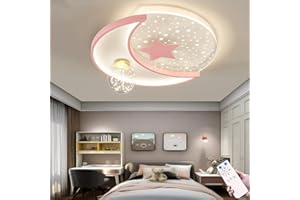 RRBEST Lampada Da Soffitto Moderna Per Cameretta Dei Bambini Plafoniera A LED Con Telecomando Illuminazione Creativa Dimmerabile 3000K-6500K Per Camera Da Letto Stanza Del Bambino Lampadario (Pink,40CM)