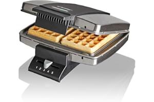 ‎CLOER Cloer 1445 Brüsseler Waffeleisen für traditionelle Belgische Waffeln, 930 W, Backampel, mattiertes Edelstahlgehäuse