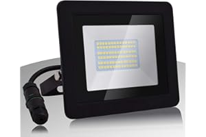 Lumare LED Strahler 50W Extraflach Flutlicht IP65 3000k für außen und innen inkl. IP68 Stromverbinder warmweiß Außenstrahler Außenleuchte Flutlichtstrahler Garten Gartenlampe LED-Strahler wasserdicht