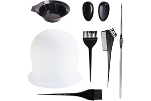 MEWTUSH Cuffia per Meches con Foro Perforato, con Ago e Pettini, Kit Cuffia Colpi di Sole Fai da Te per Casa o Salone, Cuffia Per Colpi di Sole Donna, Strumento Professionale per Tintura Capelli