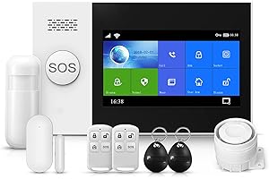 PGST 8 piece Home Security Burglar Alarm System, WIFI + GSM for Home and Apartment, with Door/Window Contact, Motion Detector, Works with Alexa and Google for Home