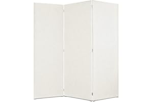 DESHOME - Separe divisorio interno dal design moderno, tessuto idrorepellente struttura in legno 3 ante - Separè divisorio paravento richiudibile pieghevole (Bianco crema)