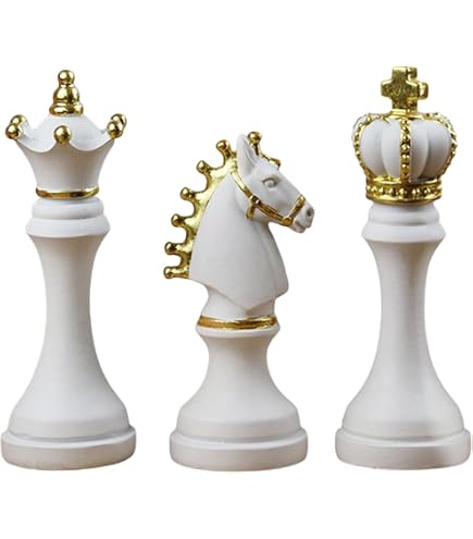 Statue Échecs Cavalier Blanc En Résine 27 Cm - Grande Figurine Décorative Pour Maison Et Bureau