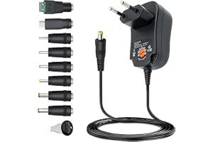 Universell strömförsörjning, 3 V, 4,5 V, 5 V, 6 V, 7,5 V, 9 V, 12 V, 1 A, laddare, multispänningsadapter med 8 uttag för TV-b