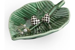 Titanape Green Leaf Trinket Decorative Jewellery Dish Tray, Ring & Necklace Bracelet Storage, Key Bowl - Funny Gifts for Women, Girl, Her - Birthday, Christmas