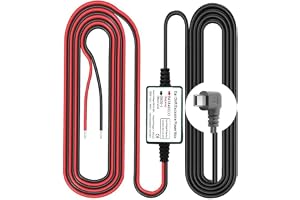 Gebildet Dash Cam Hardwire Kit, Mini USB L Connector Port, Lågspänningsskydd för Dash Camera kameror, DC 12V - 24V till 5V/2.5A Max Billaddare Kabelsats med säkring