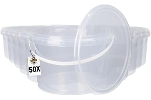 50 hinkar med lock 2 l transparent rund | plasthinkar livsmedelssäker fin mat hinkar