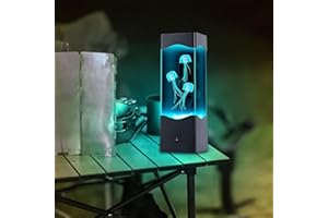 Changtai Quallen Lampe Lavalampe, Quallenlampe Schwebende Jellyfish Lava Lamp Farbwechsel LED Aquarium Stimmungslampe Fantasy Stimmungslicht Dekoration Geschenke für Männer Kinder Erwachsene