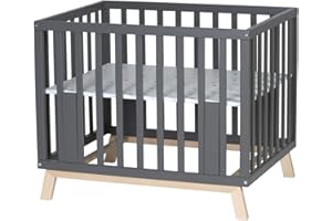 Schardt 02 050 00 88 077 Parc en Hêtre Massif Avec Film d'étoile Gris Laufgitter Holly anthrazit/Natur, Massivholz Buche, Folie Sternchen grau, Made in Germany, weiß, 1 Stück (1er Pack)