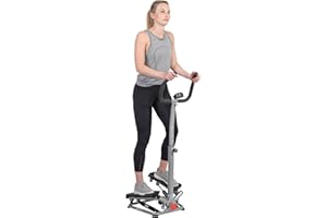 Sunny Health & Fitness Stepper de Escalera con Manillar, Altura Ajustable, Entrenamiento Cardiovascular de bajo Impacto, Monitor LCD y conectividad Mejorada Opcional con la aplicación SunnyFit®