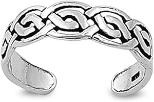 7K Zehenring aus 925 Sterling Silber als Fußschmuck für Damen, Herren und Mädchen, Größenverstellbar, Modell 33