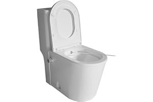 DB DUROVIN BATHROOMS One-Piece Bidet Ceramic Toilet with with Integrated Bidet &Quick Release Soft Close Seat – Modern Compact Design, Adjustable Water Temperature