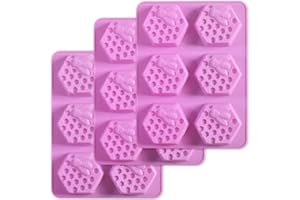Newk Stampo per sapone in silicone a nido d'ape, a 6 cavità, fai da te e fai da te per preparare torte (confezione da 3)