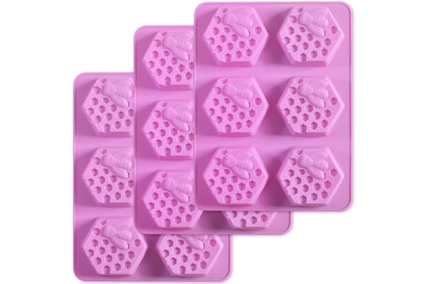 Newk Lot de 3 moules à savon en silicone en forme de nid d'abeille - 6 cavités - Pour fabrication de savon et de gâteaux