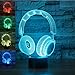 Produktbild 3D Kopfhörer headset Nachtlampe 7 Farben ändern Touch Control LED Schreibtisch Tisch Nachtlicht mit bunten USB Powered für Kinder Kinder Familie Ferienhaus Dekoration Valentinstag Geschenk