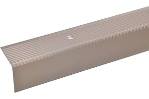 acerto 33741 Perfil angular de escalera de aluminio - 100cm 30x30mm bronce claro * Antideslizante * Robusto * Fácil instalación | Perfil de peldaño perfil de peldaño de escalera de aluminio