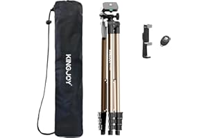 KINGJOY 71'' Camera Tripod Compatible with Canon Nikon, Foldable Aluminum Lightweight Phone Camera Tripod Stand with Universal Tablet Phone Holder Remote Shutter and Carry Bag Max Load 6.6LB VT-831HYS