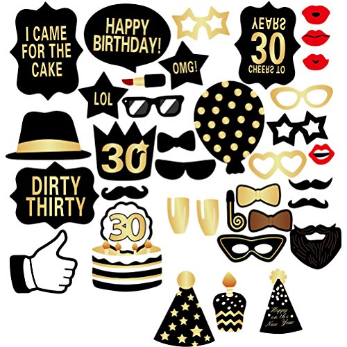 Zhuhaitf 36 Pieces Premium Quality Birthdays Photobooth/Photo Booth Props DIY Kit for Wedding Party Birthdays 2532 - 2