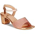 Smart & Sleek Women's Sequins Block Heels Fashion Sandals for Women & Girls latest Collection & Stylish ComfortableAB35.