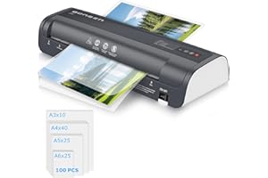 BONSEN Plastificadora A3 con Tecnología Anti-Atasco, 100 Fundas, Control de Temperatura NTC Preciso, Plastificación Rápida para Hogar, Oficina y Escuela, L3402