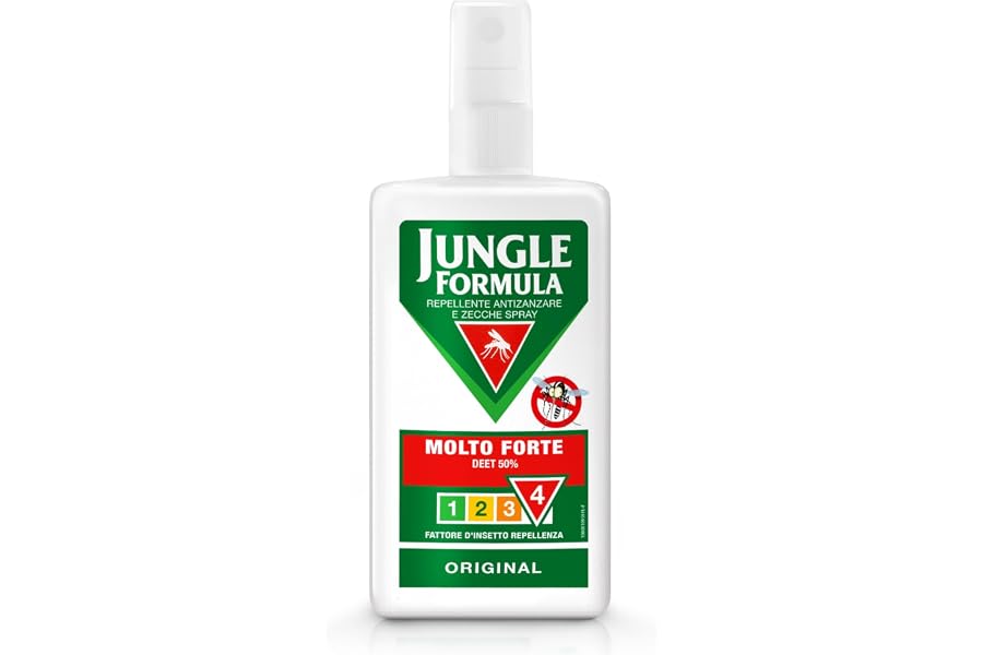 Jungle Formula Molto Forte, Spray Repellente, 75 ml | Fino a 9 Ore di Protezione, Protegge da Zanzare e Zecche, Deet 50%, Ide
