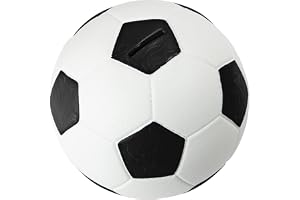 HMF Spargris med nyckel i konstläder, fotbollsnyckel, myntväska för barn och vuxna, diameter 15 cm, svart