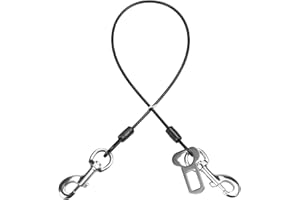 Mi Metty Dog Car Seat Belt, Dog Car Harnesses Chew Proof Steel Rope Cable, Waterproof Dogs Safety Belt, Vehicle Harnesses with Double Clips and Latch Attachment