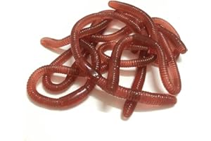 Fokroin 10Pcs Ver De Terre Artificiel, Biomimetic Soft Appât Pêche Leurre, Appâts Ver La Pêche Leurres Simulation vers Rouges en Plastique Vert Environnement Fort Tentation Appât Faux - Red Worm