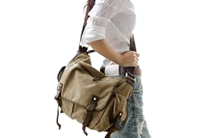 Taoqiao [Aktualisiert] Vintage Canvas Messenger Bag Große Buch Laptop Umhängetasche Frauen Männer Neu