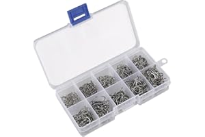 VPOUERY 200 pezzi scatola ami da Pesca Singoli Esca Occhiello Amo da Pesca Ganci Spinato in Acciaio al Carbonio 10 misure diverse