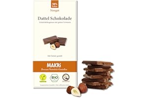 ‎MAKRI MAKRi® BIO Dattel Schokolade - ohne raffinierten Zucker, Mit Datteln gesüßt, Vegan & Fair gehandelt (Nougat 50%, 1 Tafel)