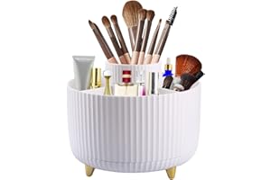 Oursouion Makeup Organizer 360°Rotating Make up Brush Holder Cosmetic Organizer Stationary Storage Lipstick Dressing Table Perfume Jewellery Bedroom Bathroom