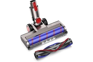 QWYTLROX Brosse Compatible avec Aspirateur Dyson V7 V8 V10 V11 V15, Brosse de Remplacement avec 4 Lampes LED et 2 Rouleaux Interchangeables, Brosse d’Aspiration pour Sols Durs et Tapis