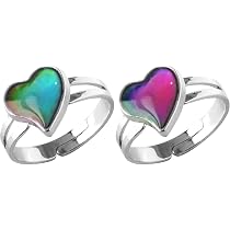 Kamonda Anillo de corazón con cambio de color de estado de ánimo, sentimiento de emoción y temperatura, collar para mujer Kamonda Anillo de corazón con cambio de color de estado de ánimo, sentimiento de emoción y temperatura, collar para mujer