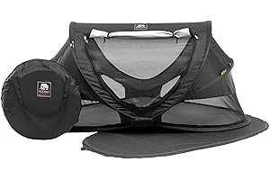 Deryan Lit de Voyage pour Petits Enfants avec Matelas - De la Naissance Jusqu'à 4,5 Ans - Tente Bébé Pop-Up Montée en 2 Secondes - Moustiquaire et Sac de Voyage Inclus - 136x84x62cm (Noir)