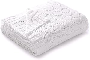 mimixiong Baby Blanket Soft Cellular Blanket Lovely Breathable Knitted Blanket for Newborn Boy and Girls 100x80cm, White