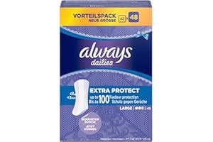 Always Daily Protect wkładki higieniczne damskie, długie (48 pasków), duże opakowanie, świeży zapach, oddychające, elastyczne