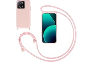 GoodcAcy Handykette Handyhülle für Xiaomi 13T/Xiaomi 13T Pro,Smartphone Necklace Hülle mit Band Schutzhülle mit Kette zum umhängen Halskette Flüssig Silikon Case für Xiaomi Redmi K60 UltraPink