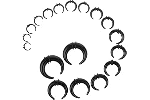 Yolev 18 stycken septum piercing akryl pincher tapers C form piercing näsringar septum ringar svart mjukt membran stretch set