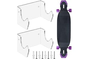 XYUAYAMZ Soporte de Pared para Monopatín, Soporte Pared Skateboard, Soporte para Monopatín Exhibición y Almacenamiento para Longboard, Skateboard, Snowboard, Scrílico, 2 Piezas, Transparente