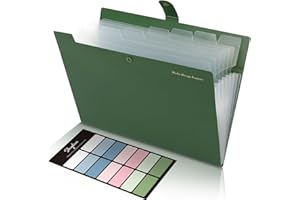 ‎SKYDUE SKYDUE Dokumentenmappe A4, Mappe Mit 8 Fächern, Fächermappe A4 Mit Etiketten, Tragbar Ordnungsmappe Mappen Ordnersystem, Document Folder Für Zuhause, Büro, Schule Und Auf Reisen (Grün)