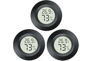 JEDEW 3-Pack Mini Hygrometer Thermometer Digital Humidity Meter Indoor/Outdoor Humidity Monitor Reptile Thermometer for Humidors Greenhouse Garden Cellar Fahrenheit(℉)/ Celsius(℃) (Schwarz -3 pack)