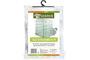 VERDELOOK | Telo di Ricambio in PE Retinato per Serra a Casetta 6 Ripiani Codice 647/24, Resistente, Protezione Piante, Apertura Frontale con Cerniera 140x140x195 cm, Serra 6 ripiani