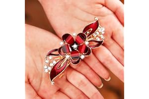 Jovono - Fermaglio per capelli da sposa, accessorio con fiori per donne e ragazze, colore: rosso