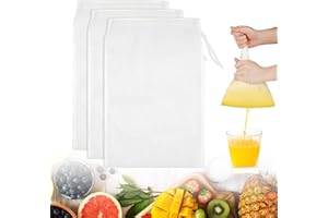 HSYTEK Lot de 3 sacs filtrants en nylon avec cordon de serrage - Pour fromage, yaourt, préparation de jus de fruits - 20 x 30 cm