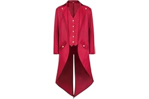 KGIHPC Men's Steampunk Vintage Jacket Medieval Gothic Victorian Tailcoat Uniform Halloween Costume