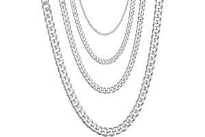 Zinvefa Herren Halskette Silberkette panzerkette Damen, 3/5/7/9mm Klassische Edelstahl Herren Silber Kette GoldKette Länge 45-66cm