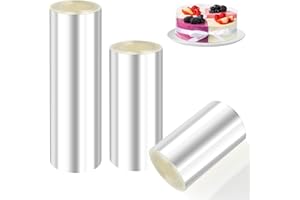 VMUTGA 3 Rouleaux Rodoide Transparent Patisserie, 8cm/10cm/15cm Colliers à Gâteaux Acetate Film Protecteur Bordure de Gâteau Réutilisable en Acétate pour Décoration Gâteaux Chocolat Mousse Dessert
