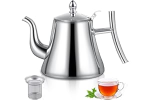 SUNOYA Theiere avec Infuseur 1L, Théière en Acier Inoxydable avec Filtre, Theiere Induction pour Thé en Vrac et Sachets de Thé, Compatible avec les Plaques à Induction